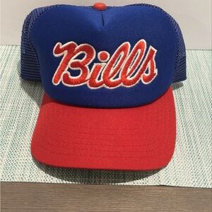 Vintage New Era Buffalo Bills Snapback Hat (Made in USA) Mesh Spellout Script